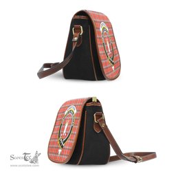 Scottish Robertson Weathered Tartan Saddle Crossbody Bag with Family Crest Scottish Plaid Tartan Plaid - ScotsTee - scotstee.com