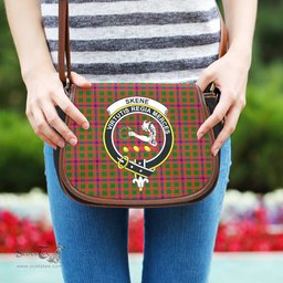 Scottish Skene Modern Tartan Saddle Crossbody Bag with Family Crest Scottish Plaid Tartan Plaid - ScotsTee - scotstee.com