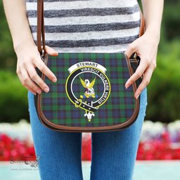 Scottish Stewart Old Tartan Saddle Crossbody Bag with Family Crest Scottish Plaid Tartan Plaid - ScotsTee - scotstee.com