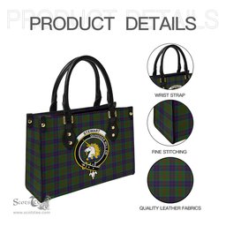 Scottish Stewart of Appin Hunting Tartan Leather Bag for Women with Family Crest Scottish Plaid Tartan Plaid - ScotsTee - scotstee.com