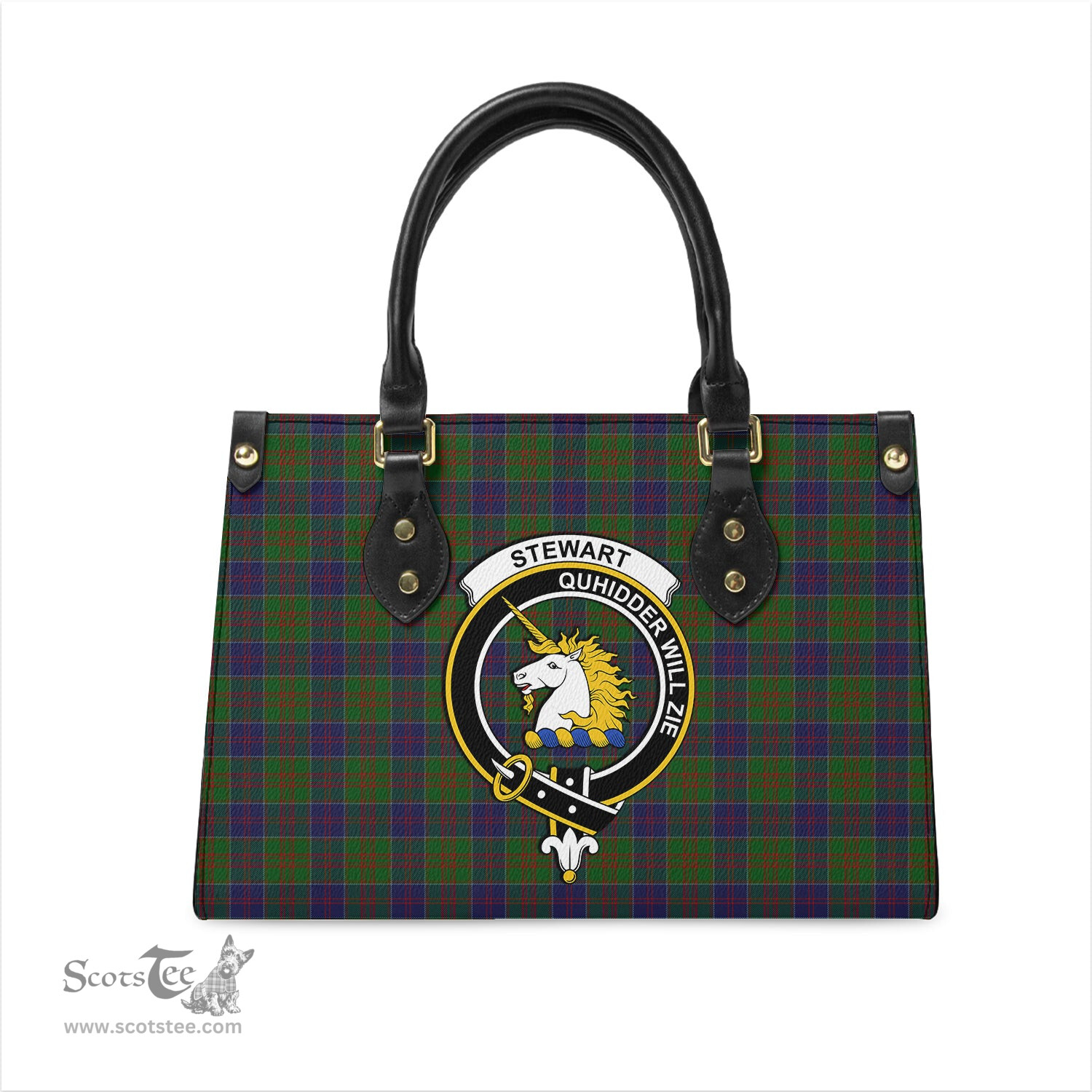 Scottish Stewart of Appin Hunting Tartan Leather Bag for Women with Family Crest Scottish Plaid Tartan Plaid - ScotsTee - scotstee.com