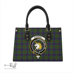 Scottish Stewart of Appin Hunting Tartan Leather Bag for Women with Family Crest Scottish Plaid Tartan Plaid - ScotsTee - scotstee.com