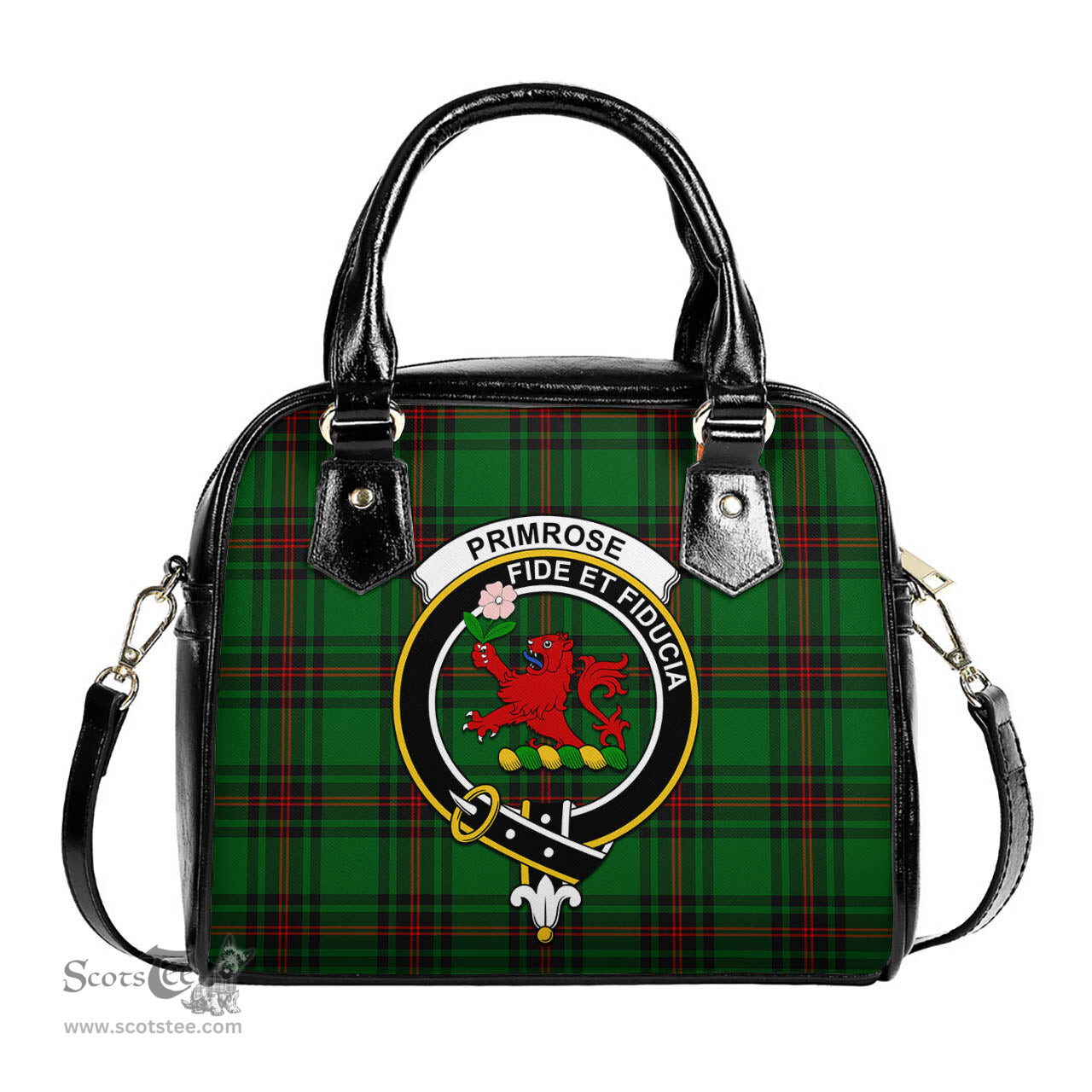 Scottish Primrose Tartan Shoulder Handbags with Family Crest Scottish Plaid Tartan Plaid - ScotsTee - scotstee.com