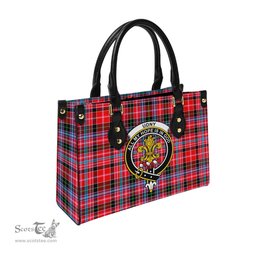 Scottish Udny Tartan Leather Bag for Women with Family Crest Scottish Plaid Tartan Plaid - ScotsTee - scotstee.com