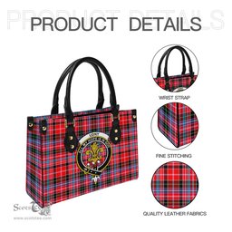 Scottish Udny Tartan Leather Bag for Women with Family Crest Scottish Plaid Tartan Plaid - ScotsTee - scotstee.com