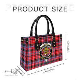 Scottish Udny Tartan Leather Bag for Women with Family Crest Scottish Plaid Tartan Plaid - ScotsTee - scotstee.com