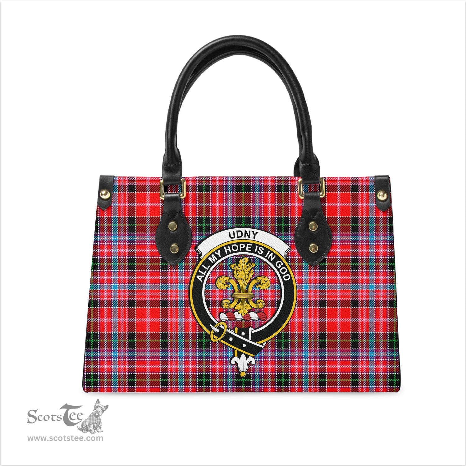 Scottish Udny Tartan Leather Bag for Women with Family Crest Scottish Plaid Tartan Plaid - ScotsTee - scotstee.com