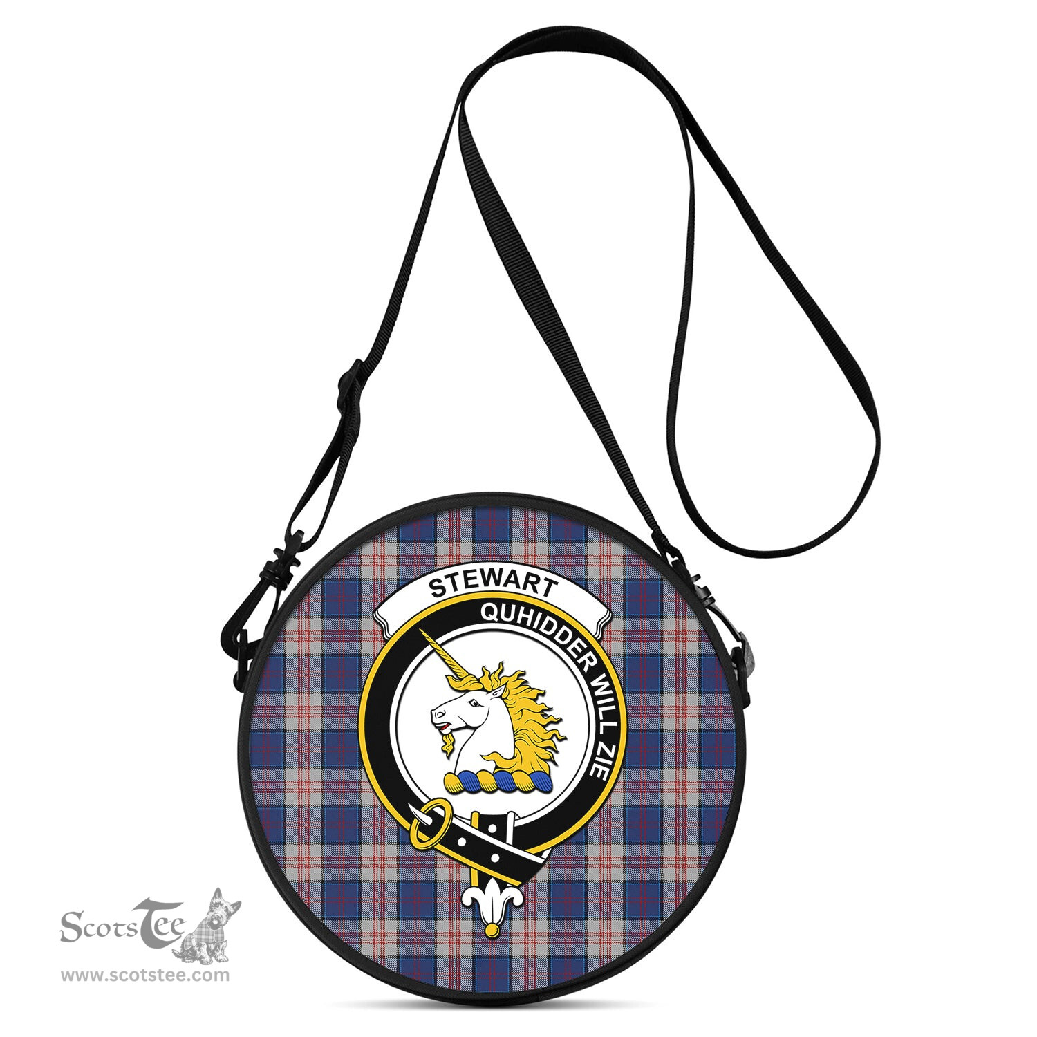 Scottish Stewart of Appin Hunting Dress Tartan Round Crossbody Bags - Round Purse with Family Crest Scottish Plaid Tartan Plaid - ScotsTee - scotstee.com