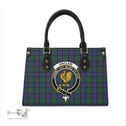Scottish Sinclair Hunting Modern Tartan Leather Bag for Women with Family Crest Scottish Plaid Tartan Plaid - ScotsTee - scotstee.com