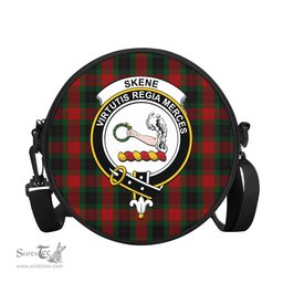 Scottish Skene of Cromar Black Tartan Round Crossbody Bags - Round Purse with Family Crest Scottish Plaid Tartan Plaid - ScotsTee - scotstee.com