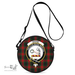 Scottish Skene of Cromar Black Tartan Round Crossbody Bags - Round Purse with Family Crest Scottish Plaid Tartan Plaid - ScotsTee - scotstee.com