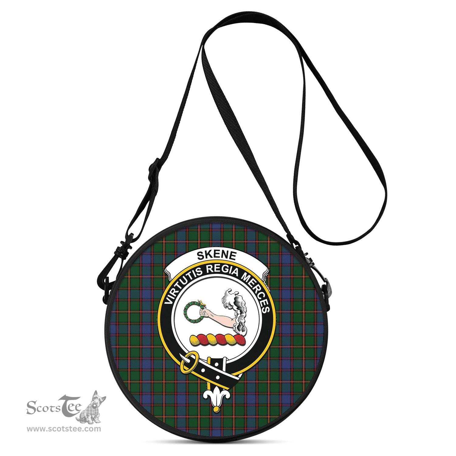 Scottish Skene Tartan Round Crossbody Bags - Round Purse with Family Crest Scottish Plaid Tartan Plaid - ScotsTee - scotstee.com
