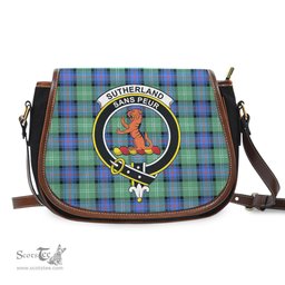 Scottish Sutherland Ancient Tartan Saddle Crossbody Bag with Family Crest Scottish Plaid Tartan Plaid - ScotsTee - scotstee.com