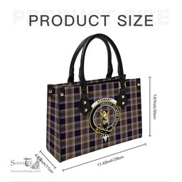 Scottish Stewart Navy Tartan Leather Bag for Women with Family Crest Scottish Plaid Tartan Plaid - ScotsTee - scotstee.com