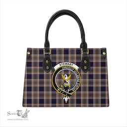 Scottish Stewart Navy Tartan Leather Bag for Women with Family Crest Scottish Plaid Tartan Plaid - ScotsTee - scotstee.com