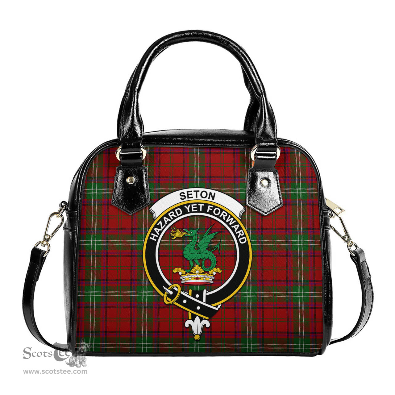 Scottish Seton Tartan Shoulder Handbags with Family Crest Scottish Plaid Tartan Plaid - ScotsTee - scotstee.com