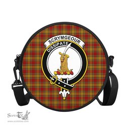 Scottish Scrymgeour Tartan Round Crossbody Bags - Round Purse with Family Crest Scottish Plaid Tartan Plaid - ScotsTee - scotstee.com