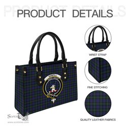 Scottish Sempill Tartan Leather Bag for Women with Family Crest Scottish Plaid Tartan Plaid - ScotsTee - scotstee.com