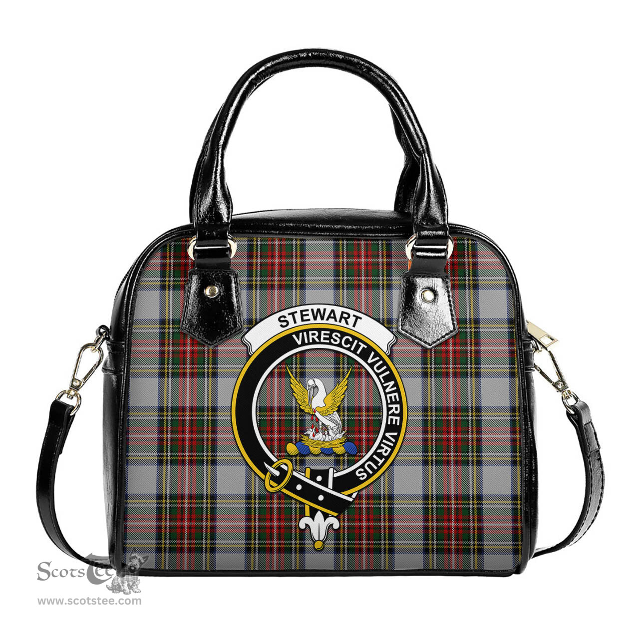 Scottish Stewart Dress Tartan Shoulder Handbags with Family Crest Scottish Plaid Tartan Plaid - ScotsTee - scotstee.com