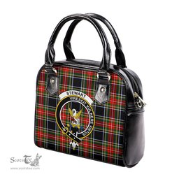 Scottish Stewart Black Tartan Shoulder Handbags with Family Crest Scottish Plaid Tartan Plaid - ScotsTee - scotstee.com