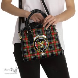 Scottish Stewart Black Tartan Shoulder Handbags with Family Crest Scottish Plaid Tartan Plaid - ScotsTee - scotstee.com