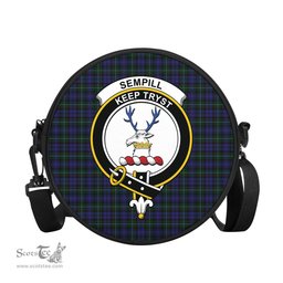 Scottish Sempill Tartan Round Crossbody Bags - Round Purse with Family Crest Scottish Plaid Tartan Plaid - ScotsTee - scotstee.com