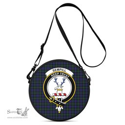 Scottish Sempill Tartan Round Crossbody Bags - Round Purse with Family Crest Scottish Plaid Tartan Plaid - ScotsTee - scotstee.com