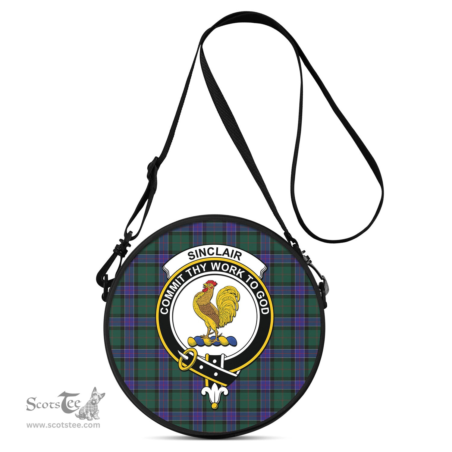 Scottish Sinclair Hunting Modern Tartan Round Crossbody Bags - Round Purse with Family Crest Scottish Plaid Tartan Plaid - ScotsTee - scotstee.com