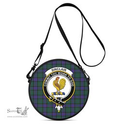 Scottish Sinclair Hunting Modern Tartan Round Crossbody Bags - Round Purse with Family Crest Scottish Plaid Tartan Plaid - ScotsTee - scotstee.com