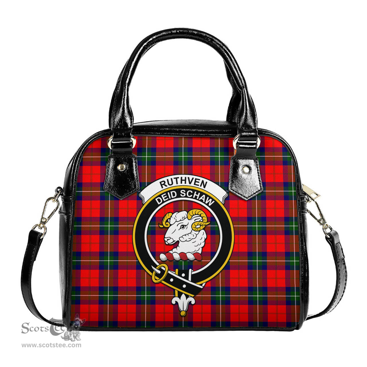 Scottish Ruthven Modern Tartan Shoulder Handbags with Family Crest Scottish Plaid Tartan Plaid - ScotsTee - scotstee.com
