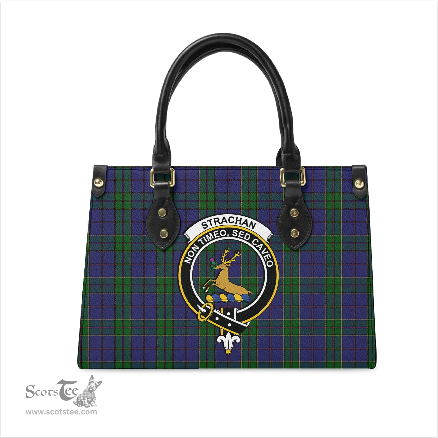 Scottish Strachan Tartan Leather Bag for Women with Family Crest Scottish Plaid Tartan Plaid - ScotsTee - scotstee.com