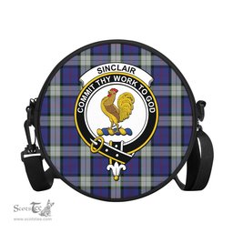 Scottish Sinclair Dress Tartan Round Crossbody Bags - Round Purse with Family Crest Scottish Plaid Tartan Plaid - ScotsTee - scotstee.com