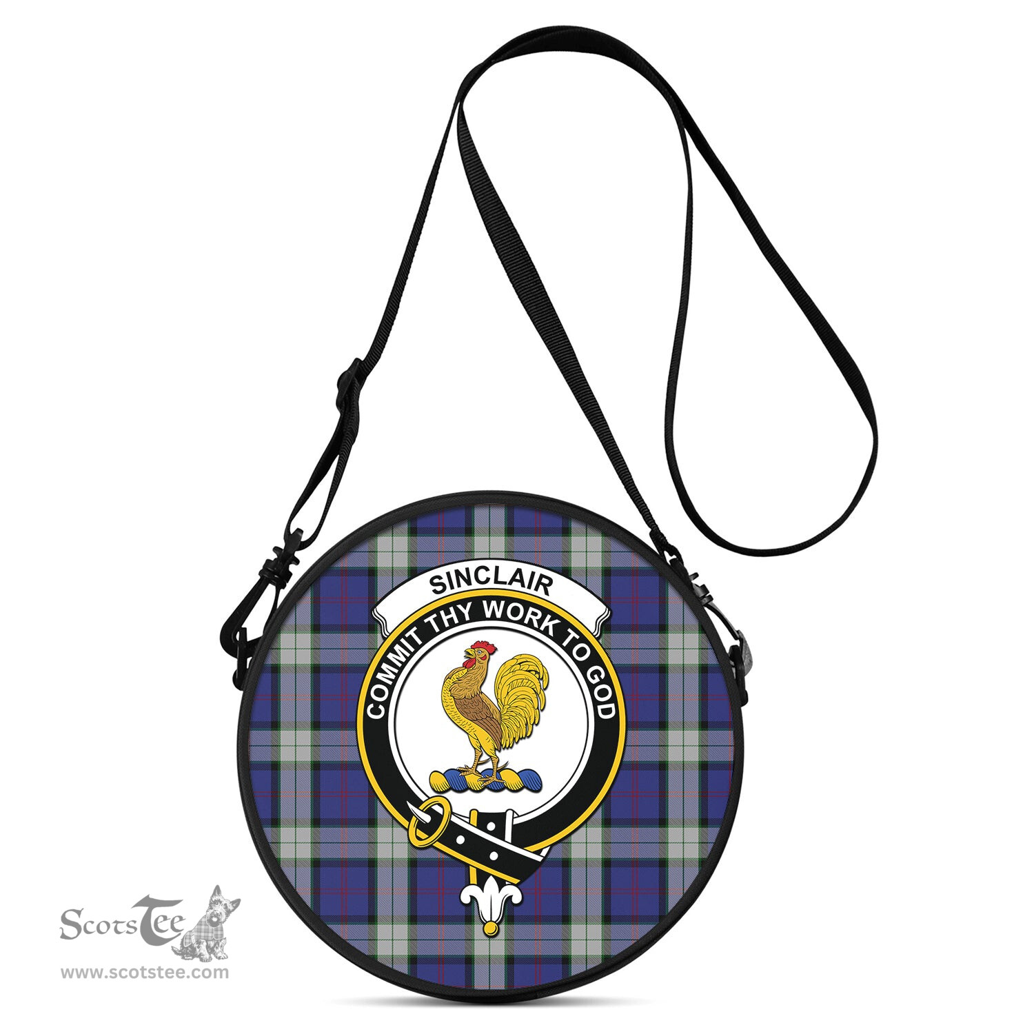 Scottish Sinclair Dress Tartan Round Crossbody Bags - Round Purse with Family Crest Scottish Plaid Tartan Plaid - ScotsTee - scotstee.com