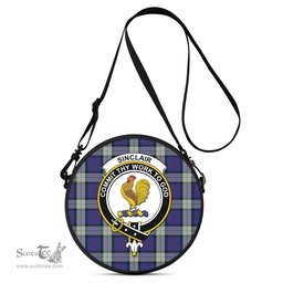 Scottish Sinclair Dress Tartan Round Crossbody Bags - Round Purse with Family Crest Scottish Plaid Tartan Plaid - ScotsTee - scotstee.com