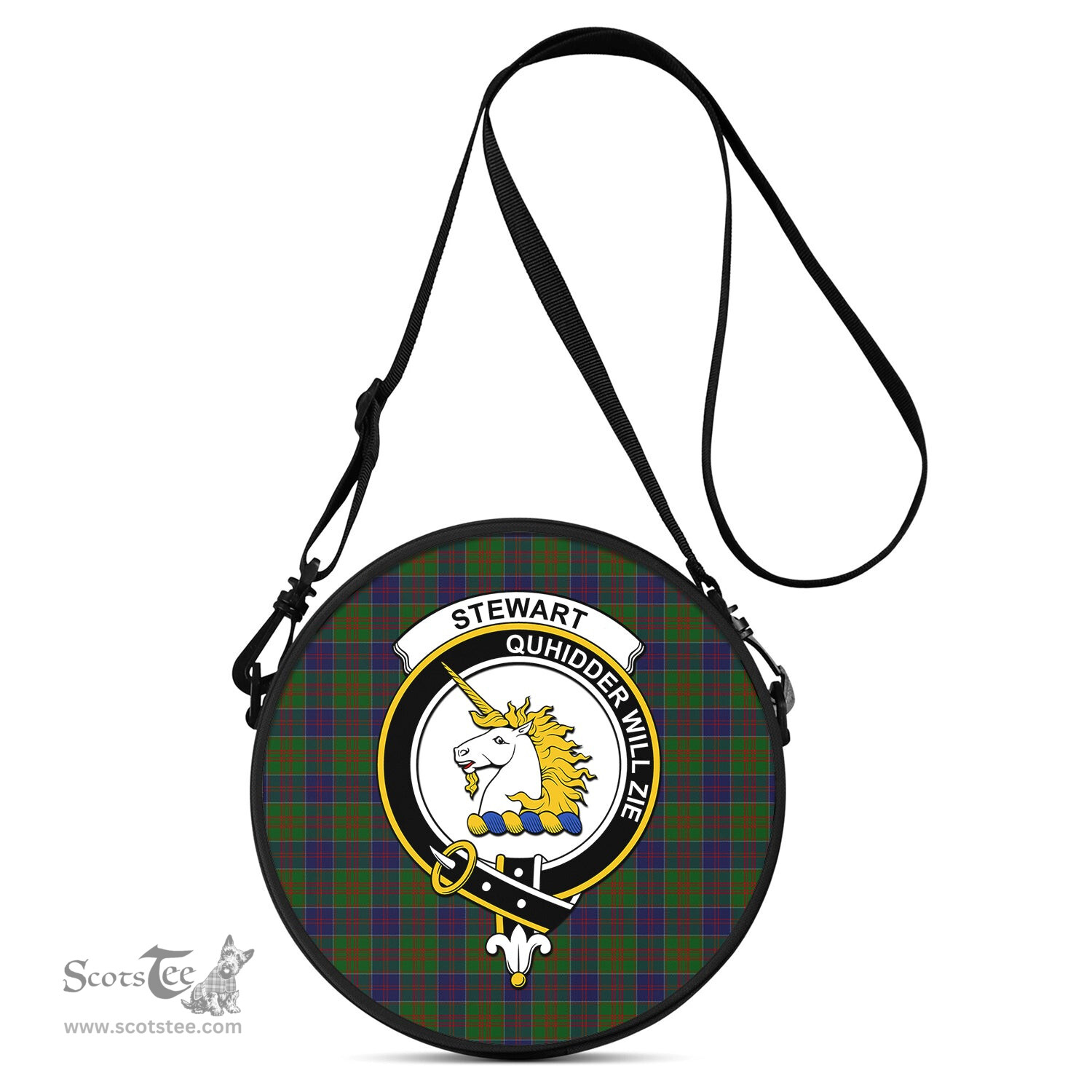 Scottish Stewart of Appin Hunting Tartan Round Crossbody Bags - Round Purse with Family Crest Scottish Plaid Tartan Plaid - ScotsTee - scotstee.com