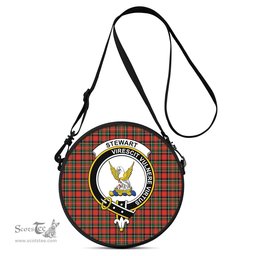 Scottish Stewart Royal Modern Tartan Round Crossbody Bags - Round Purse with Family Crest Scottish Plaid Tartan Plaid - ScotsTee - scotstee.com