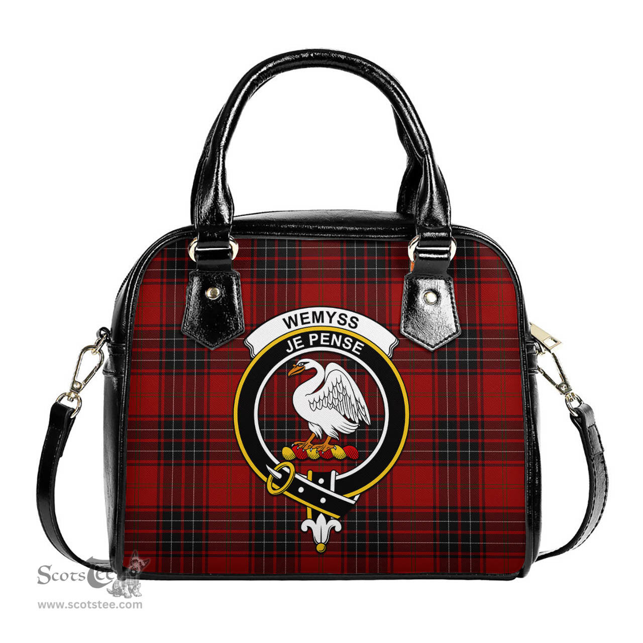 Scottish Wemyss Tartan Shoulder Handbags with Family Crest Scottish Plaid Tartan Plaid - ScotsTee - scotstee.com