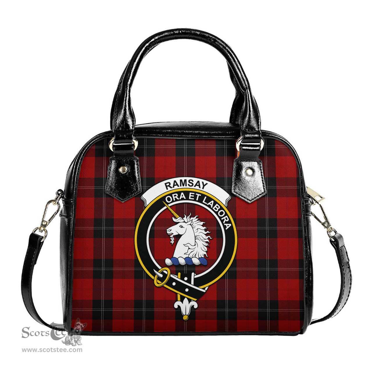 Scottish Ramsay Tartan Shoulder Handbags with Family Crest Scottish Plaid Tartan Plaid - ScotsTee - scotstee.com