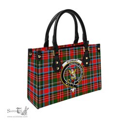 Scottish Stewart Royal Tartan Leather Bag for Women with Family Crest Scottish Plaid Tartan Plaid - ScotsTee - scotstee.com
