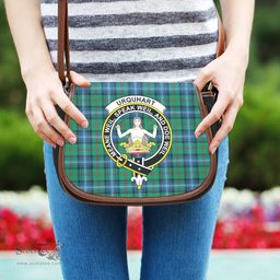 Scottish Urquhart Ancient Tartan Saddle Crossbody Bag with Family Crest Scottish Plaid Tartan Plaid - ScotsTee - scotstee.com