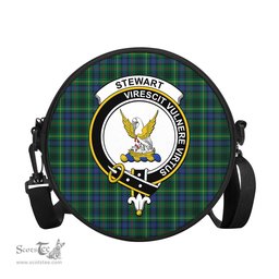 Scottish Stewart Hunting Modern Tartan Round Crossbody Bags - Round Purse with Family Crest Scottish Plaid Tartan Plaid - ScotsTee - scotstee.com