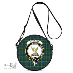 Scottish Stewart Hunting Modern Tartan Round Crossbody Bags - Round Purse with Family Crest Scottish Plaid Tartan Plaid - ScotsTee - scotstee.com