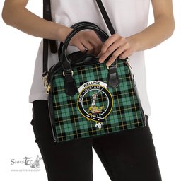 Scottish Wallace Hunting Ancient Tartan Shoulder Handbags with Family Crest Scottish Plaid Tartan Plaid - ScotsTee - scotstee.com