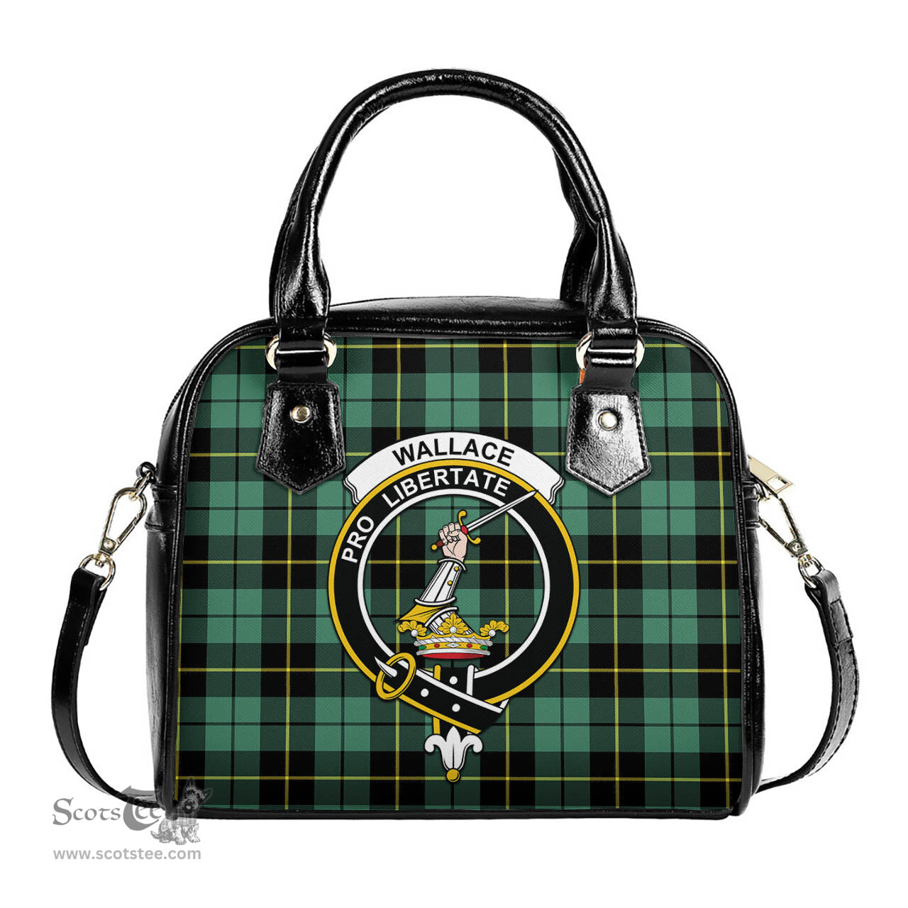 Scottish Wallace Hunting Ancient Tartan Shoulder Handbags with Family Crest Scottish Plaid Tartan Plaid - ScotsTee - scotstee.com