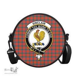Scottish Sinclair Ancient Tartan Round Crossbody Bags - Round Purse with Family Crest Scottish Plaid Tartan Plaid - ScotsTee - scotstee.com