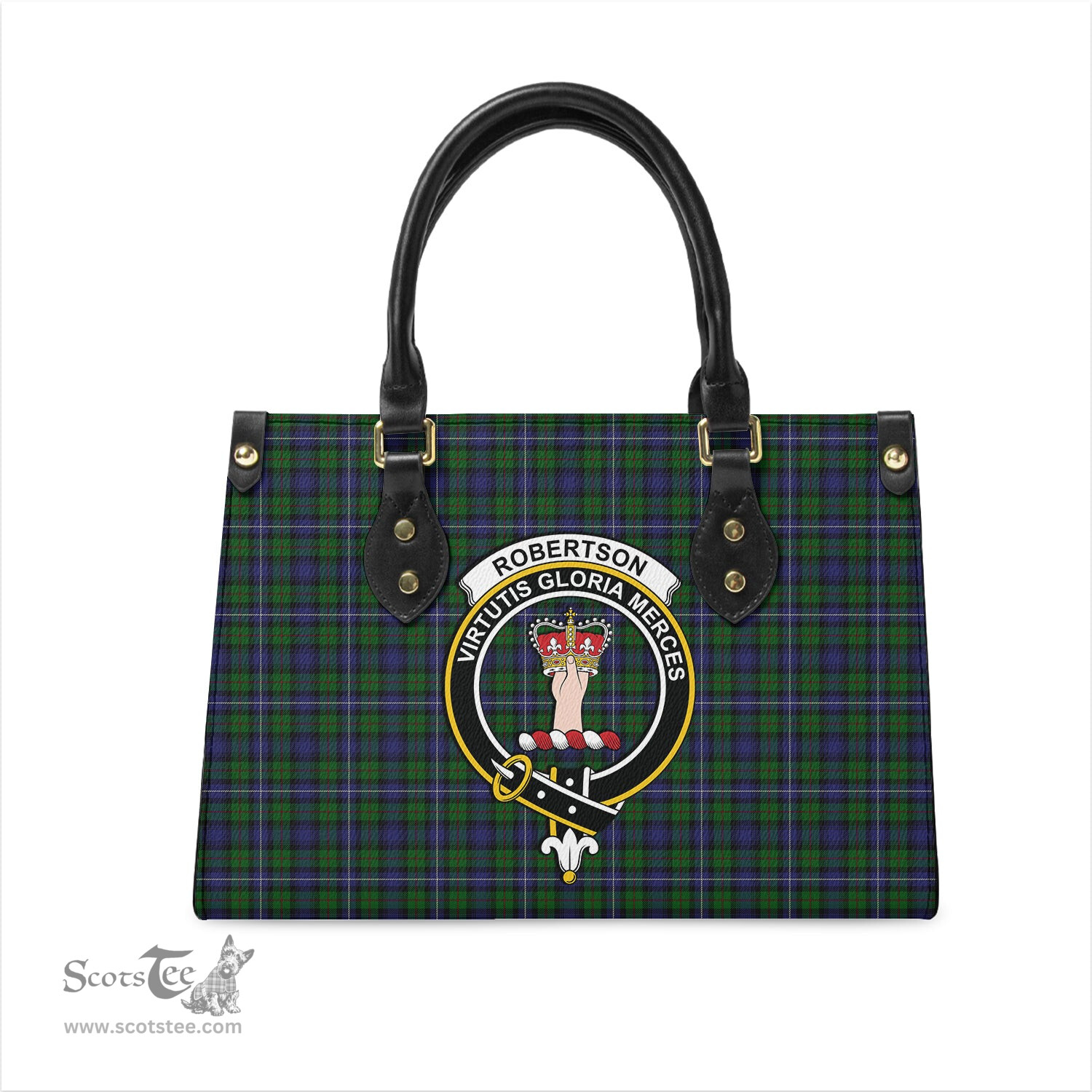 Scottish Robertson Hunting Tartan Leather Bag for Women with Family Crest Scottish Plaid Tartan Plaid - ScotsTee - scotstee.com