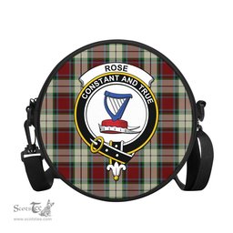 Scottish Rose White Dress Tartan Round Crossbody Bags - Round Purse with Family Crest Scottish Plaid Tartan Plaid - ScotsTee - scotstee.com