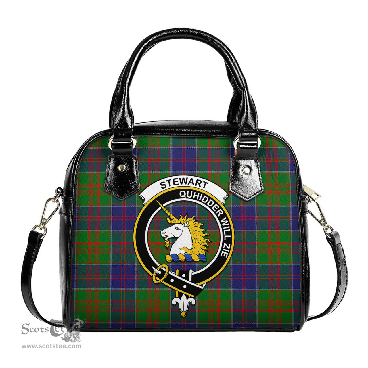 Scottish Stewart of Appin Hunting Modern Tartan Shoulder Handbags with Family Crest Scottish Plaid Tartan Plaid - ScotsTee - scotstee.com