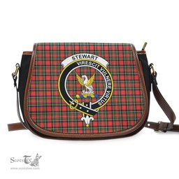 Scottish Stewart Royal Modern Tartan Saddle Crossbody Bag with Family Crest Scottish Plaid Tartan Plaid - ScotsTee - scotstee.com