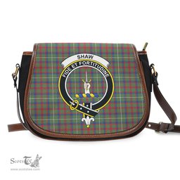 Scottish Shaw Green Modern Tartan Saddle Crossbody Bag with Family Crest Scottish Plaid Tartan Plaid - ScotsTee - scotstee.com